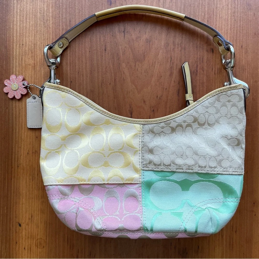 Coach Pastel Patchwork Shoulder Bag in Yellow, Pink, Mint & Light Brown/Cream - Picture 5 of 16